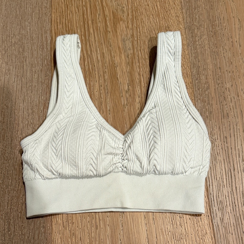 Aerie Women's Cream Textured Bralette